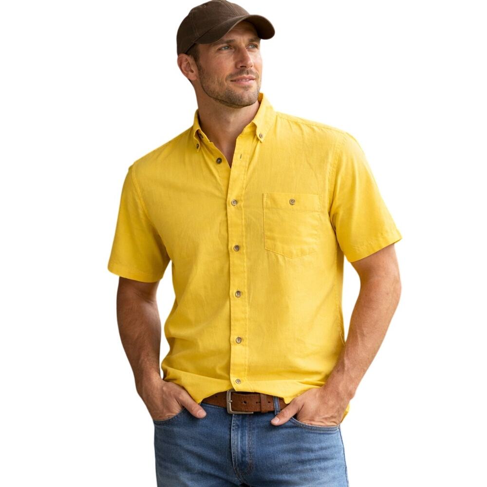 Vintage 80s Mens Medium IVP Classics Yellow Button-Down Shirt 42 Chest
